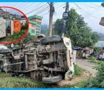 धार्के बजारमा बोलेरो जिप पल्टियो